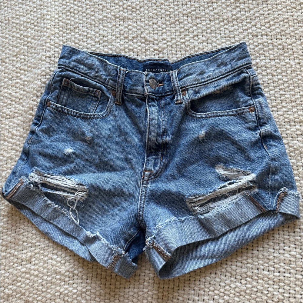 Aeropostale Light Blue Ripped Jean Shorts